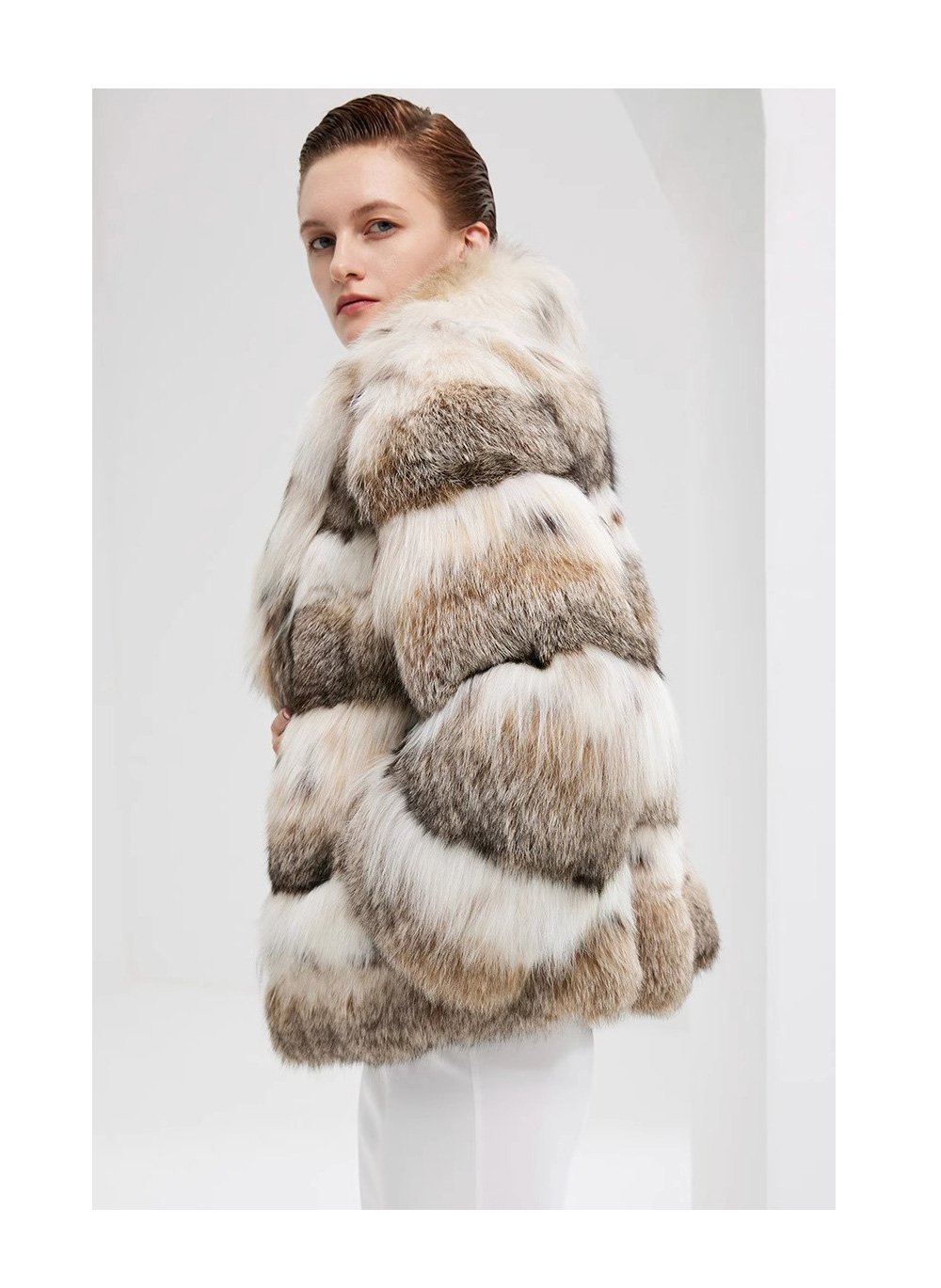 rare luxury canadian lynx fur jacket for women – short youthful design, winter collection