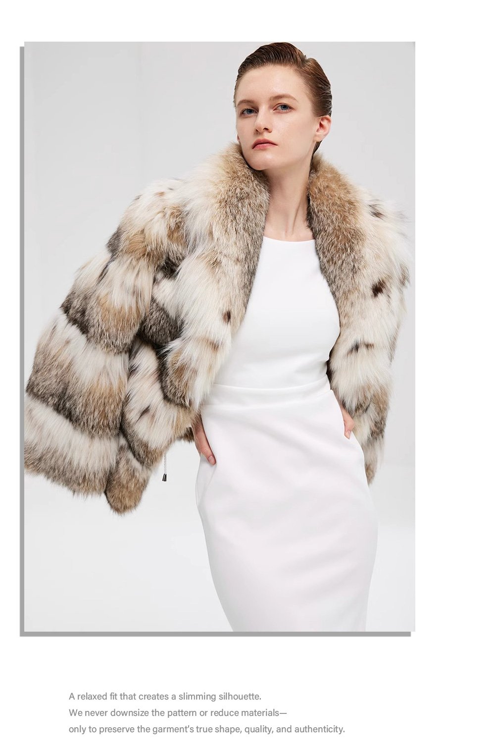 rare luxury canadian lynx fur jacket for women – short youthful design, winter collection