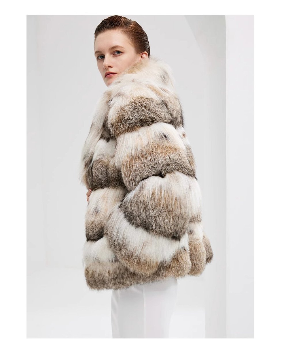 rare luxury canadian lynx fur jacket for women – short youthful design, winter collection