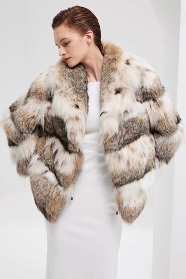 rare luxury canadian lynx fur jacket for women – short youthful design, winter collection