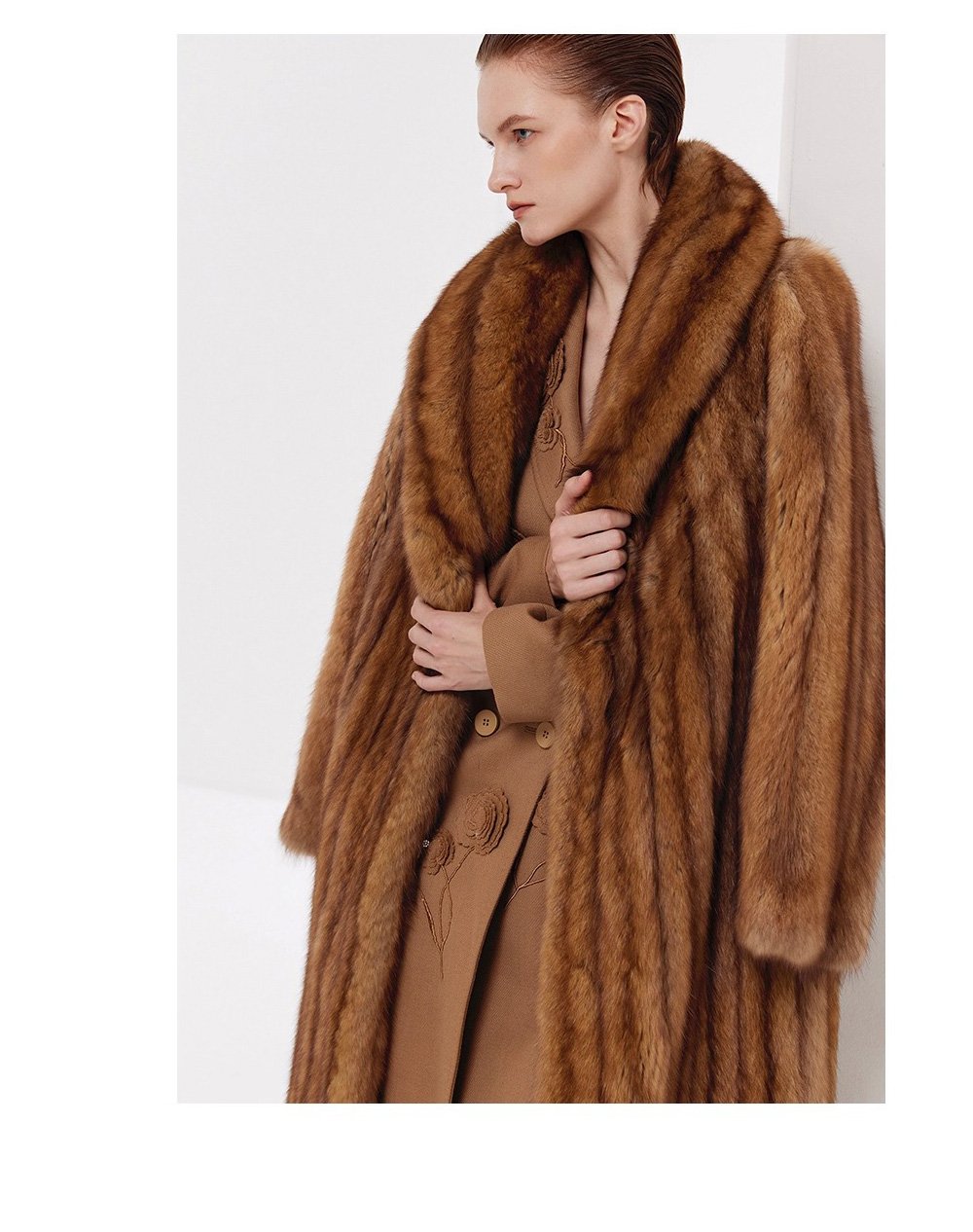 luxury long purple sable fur coat for women – full pelt design, elegant new season style