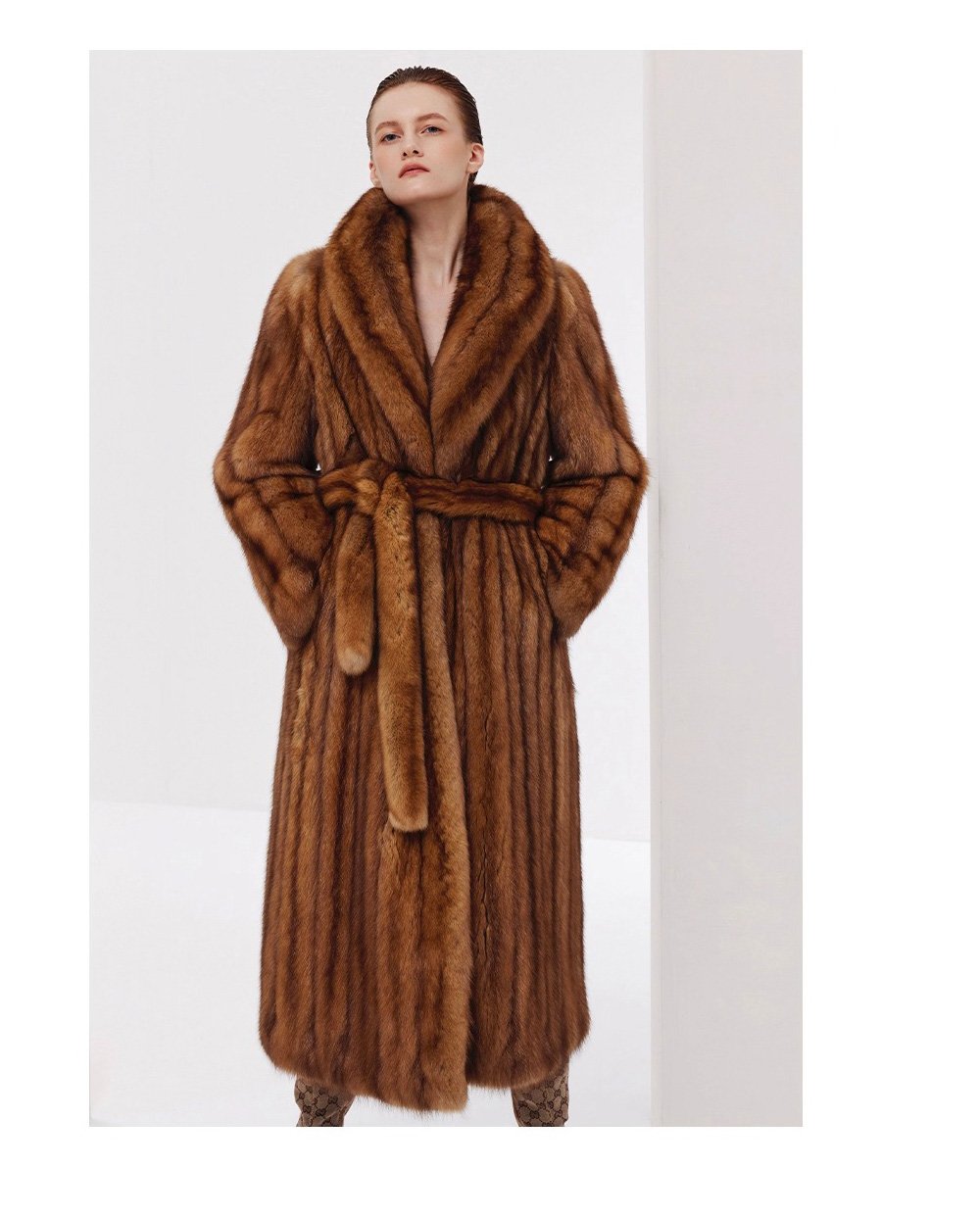 luxury long purple sable fur coat for women – full pelt design, elegant new season style