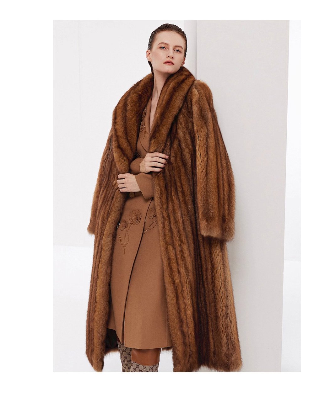 luxury long purple sable fur coat for women – full pelt design, elegant new season style