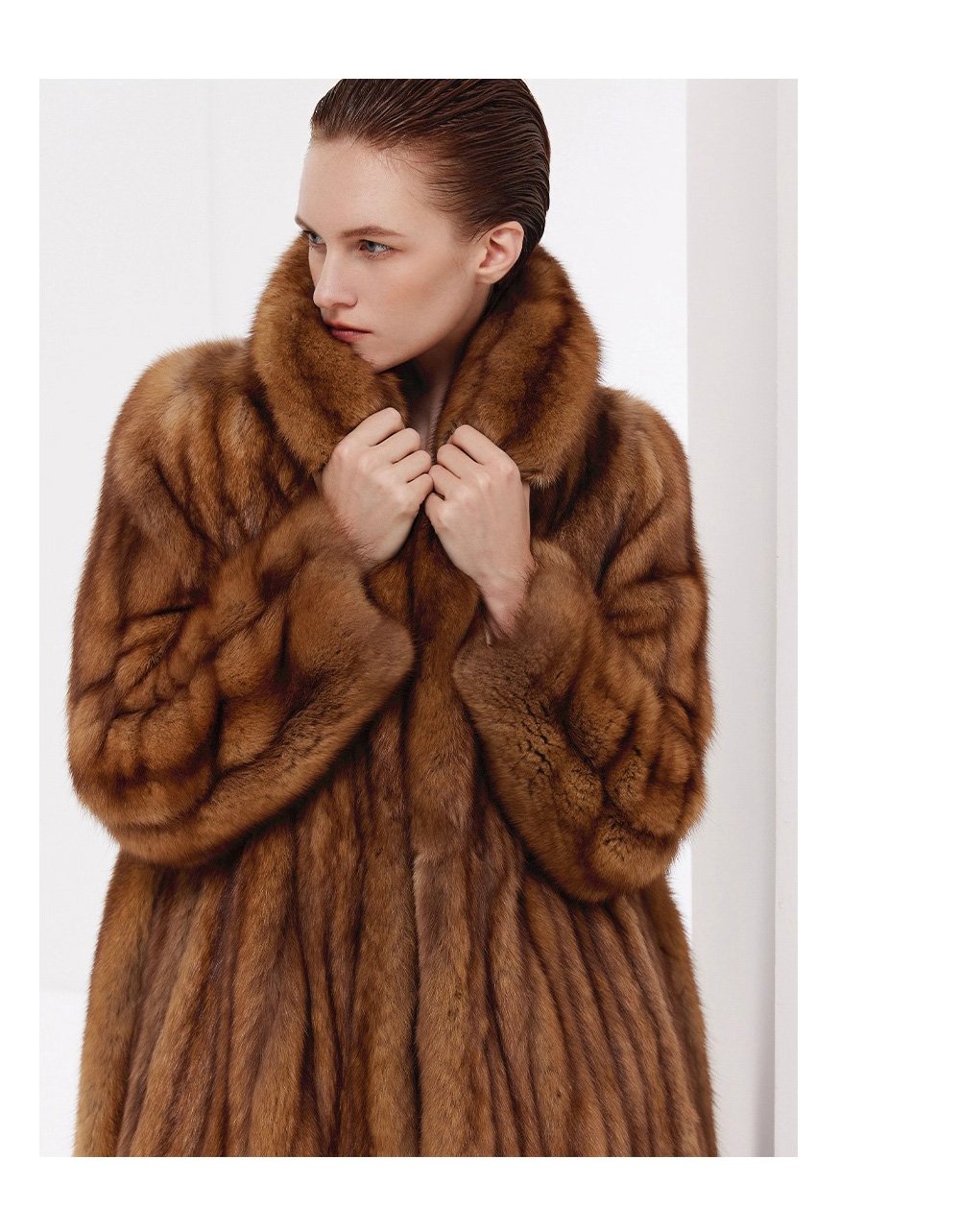 luxury long purple sable fur coat for women – full pelt design, elegant new season style