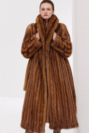 luxury long purple sable fur coat for women – full pelt design, elegant new season style