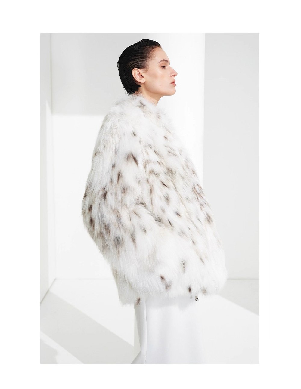 luxury north american lynx fur coat for women – fashionable spotted design, new season