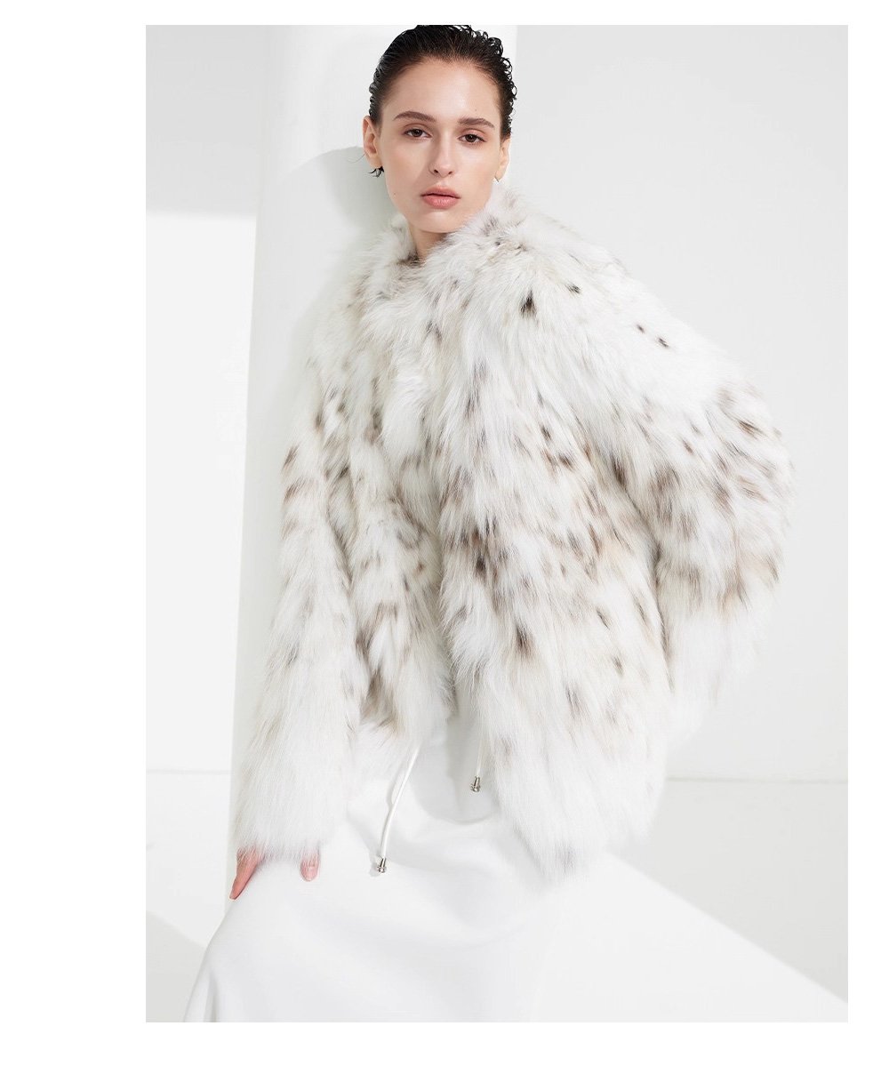 luxury north american lynx fur coat for women – fashionable spotted design, new season