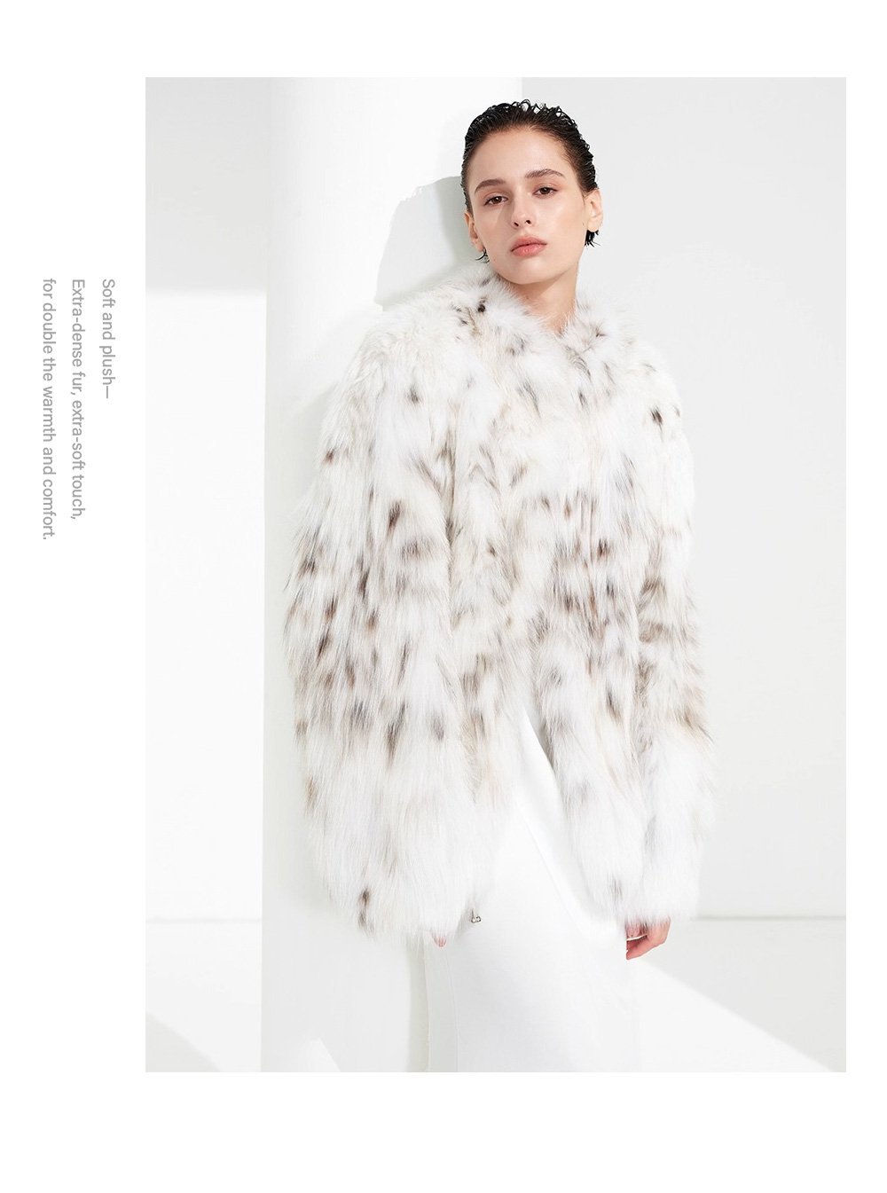 luxury north american lynx fur coat for women – fashionable spotted design, new season
