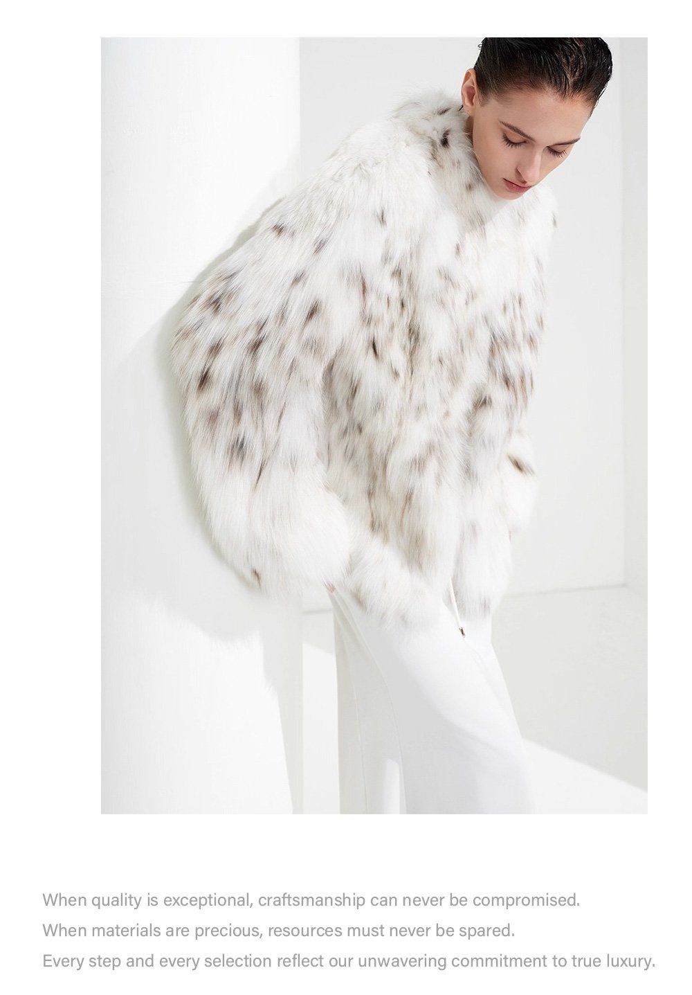 luxury north american lynx fur coat for women – fashionable spotted design, new season