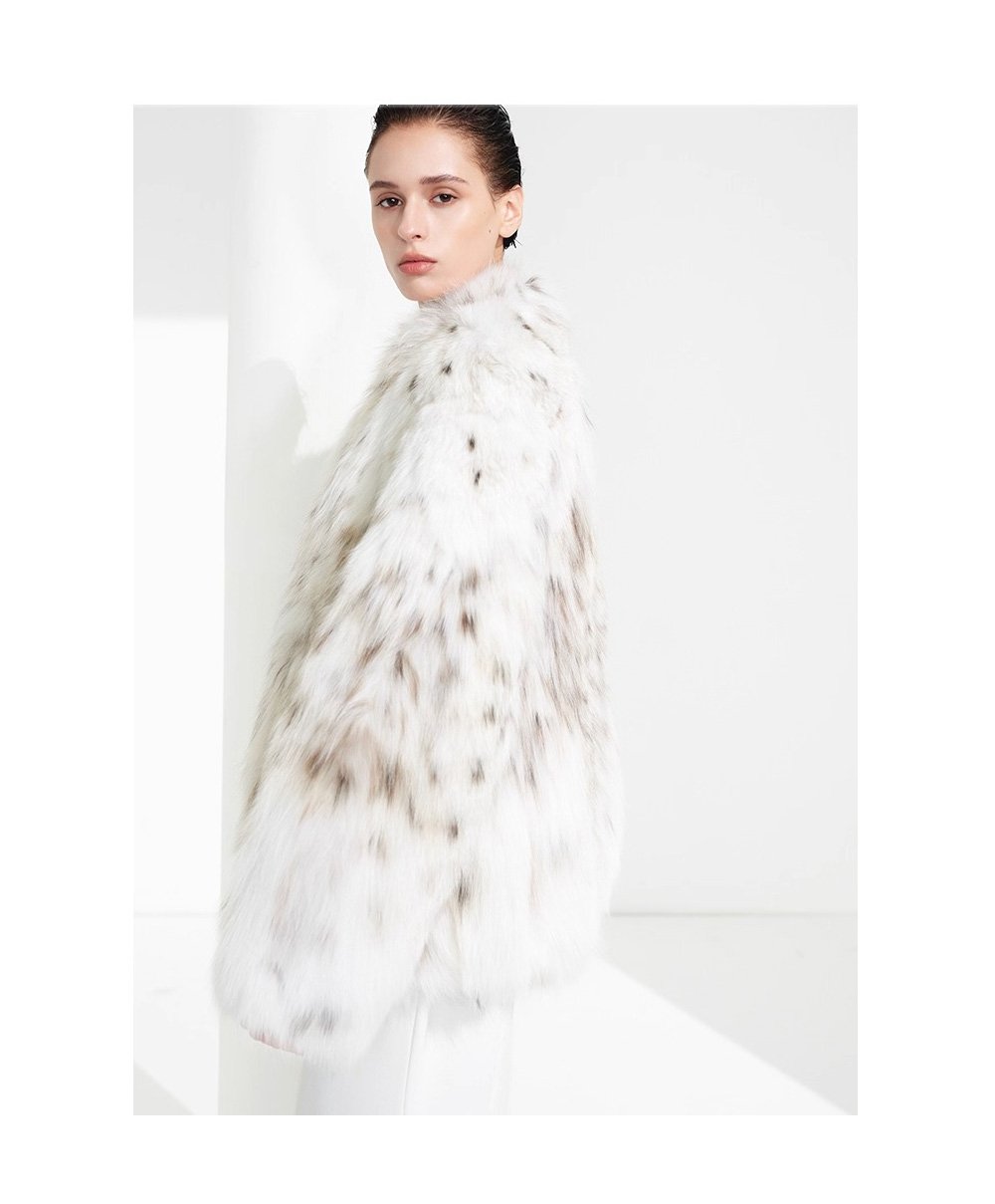 luxury north american lynx fur coat for women – fashionable spotted design, new season