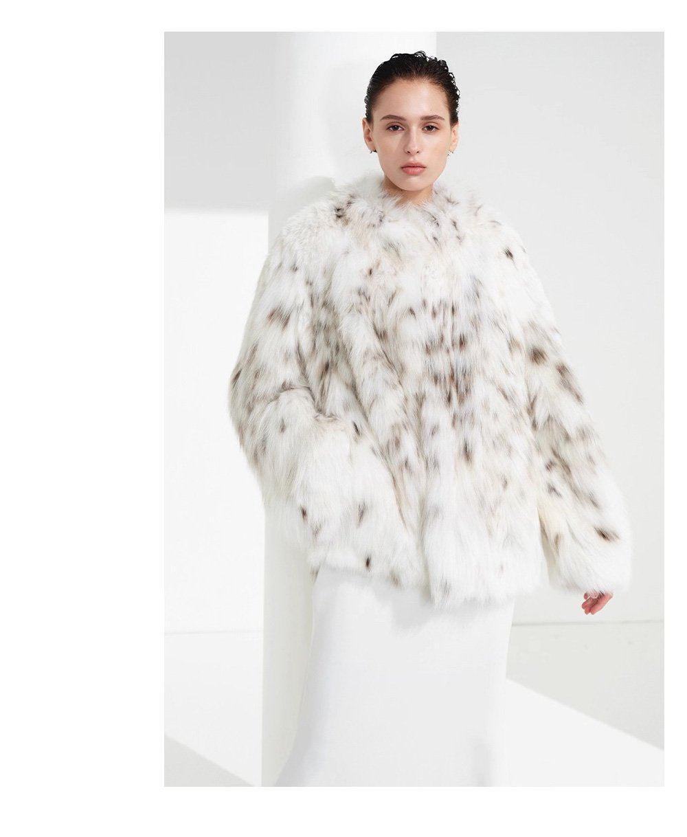 luxury north american lynx fur coat for women – fashionable spotted design, new season
