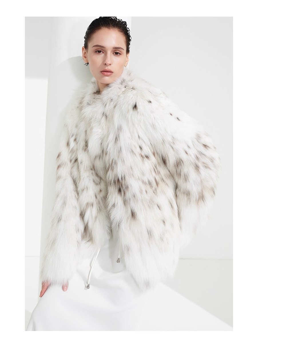 luxury north american lynx fur coat for women – fashionable spotted design, new season