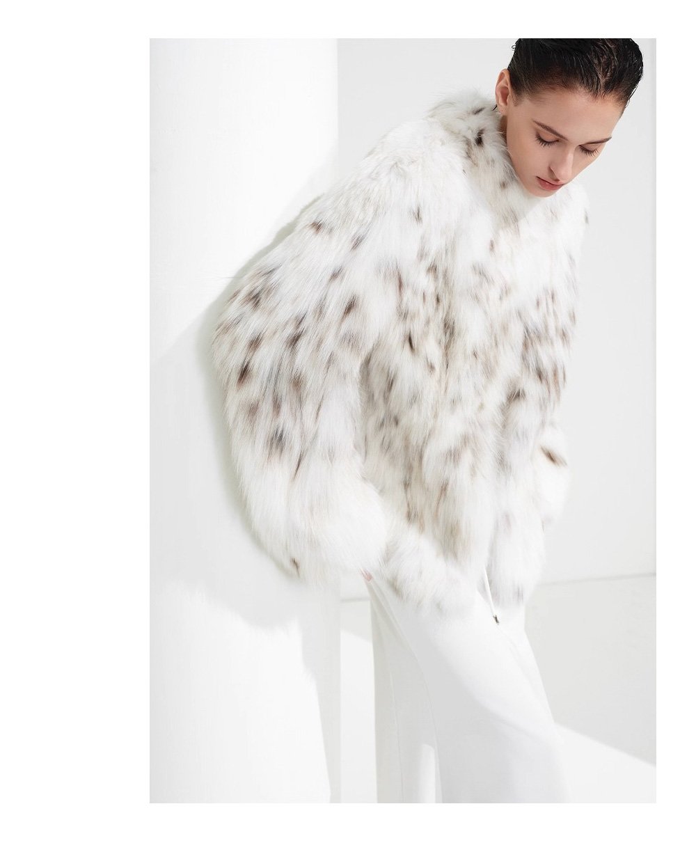 luxury north american lynx fur coat for women – fashionable spotted design, new season