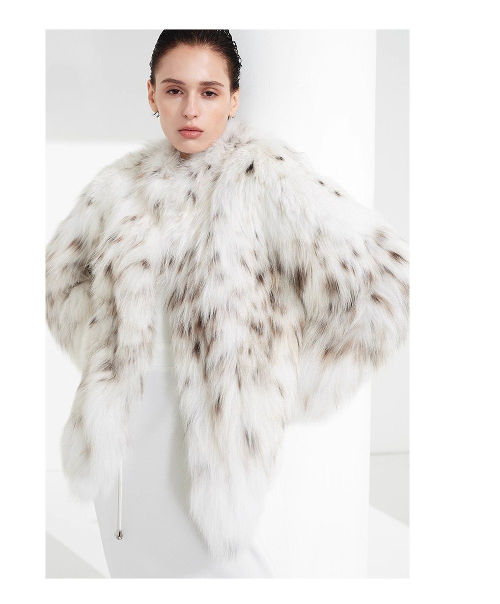 luxury north american lynx fur coat for women – fashionable spotted design, new season