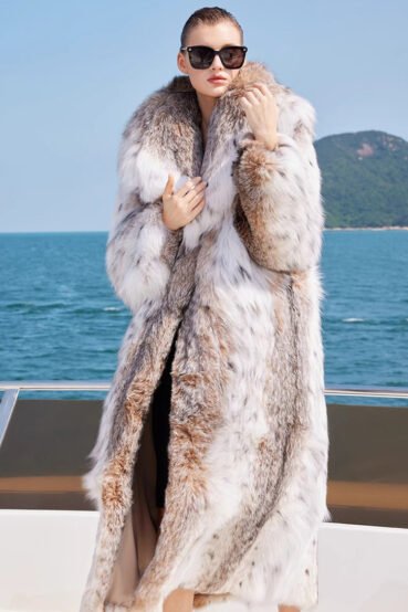 original design · natural pattern canadian lynx fur coat for women – stylish new season outerwear