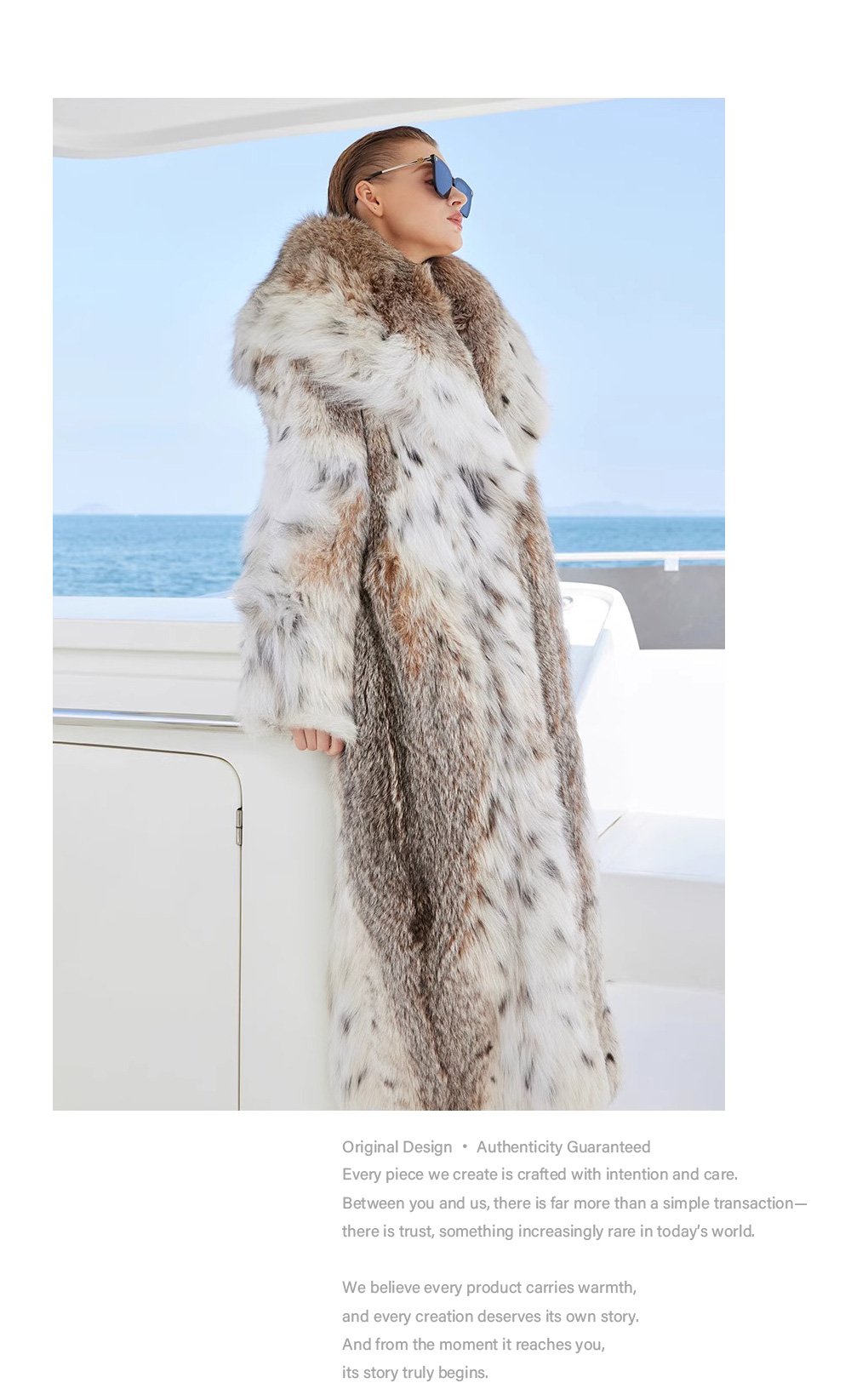 original design · natural pattern canadian lynx fur coat for women – stylish new season outerwear