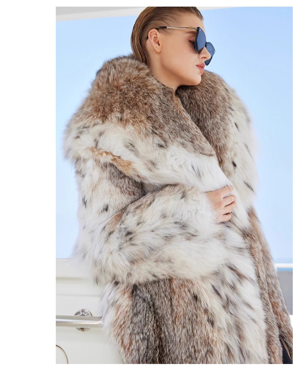 original design · natural pattern canadian lynx fur coat for women – stylish new season outerwear