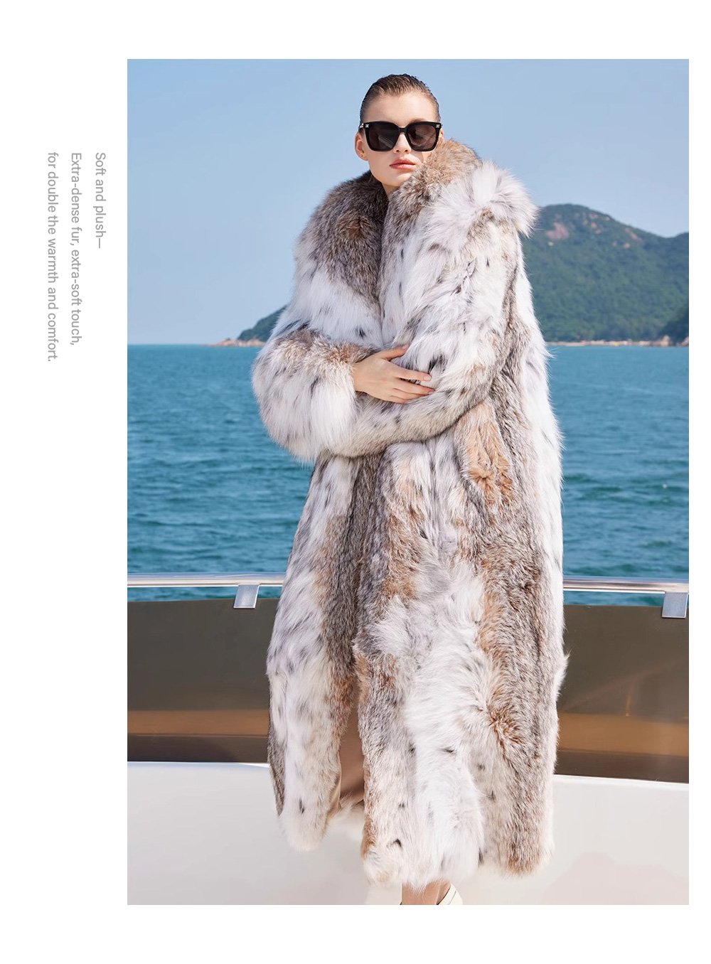 original design · natural pattern canadian lynx fur coat for women – stylish new season outerwear