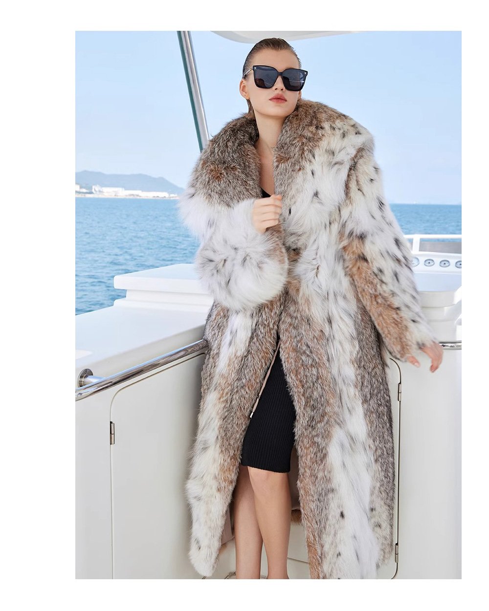 original design · natural pattern canadian lynx fur coat for women – stylish new season outerwear