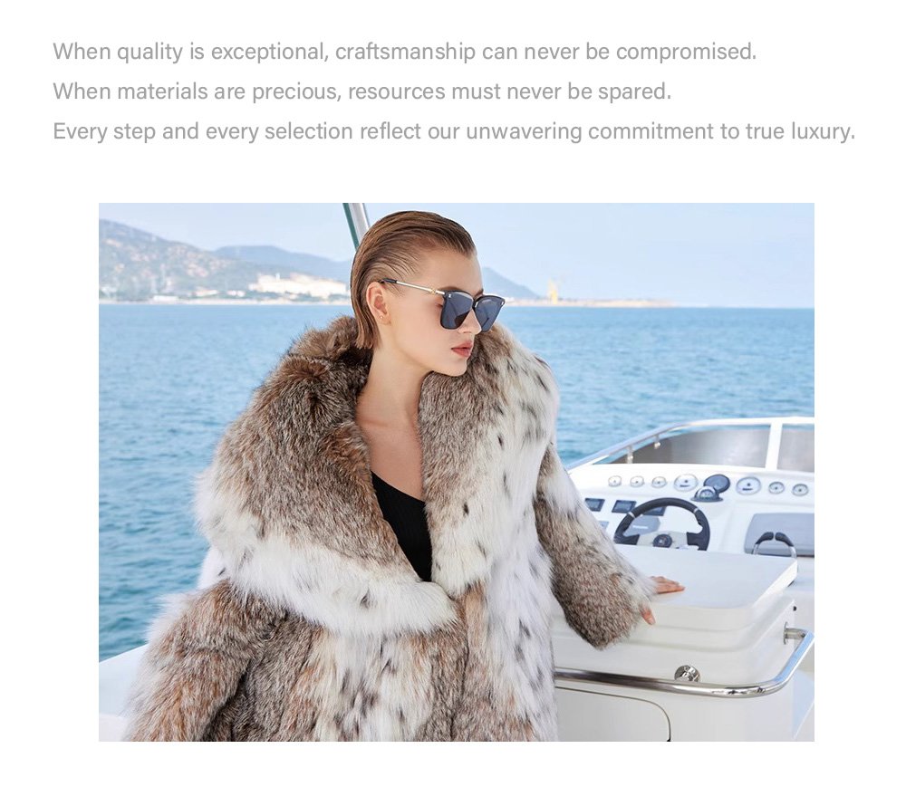 original design · natural pattern canadian lynx fur coat for women – stylish new season outerwear