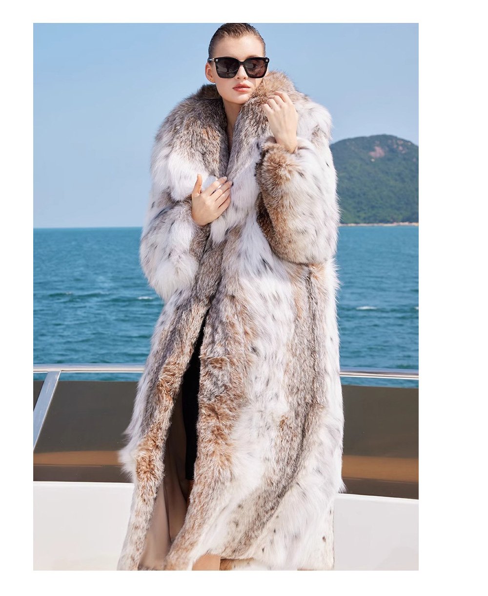 original design · natural pattern canadian lynx fur coat for women – stylish new season outerwear