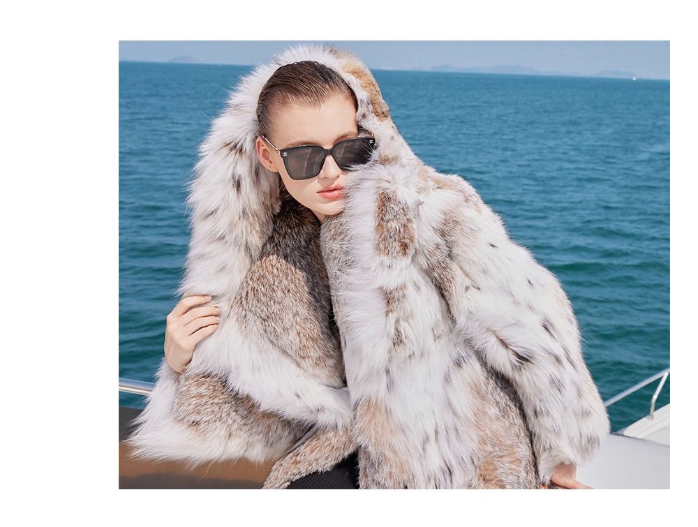 original design · natural pattern canadian lynx fur coat for women – stylish new season outerwear