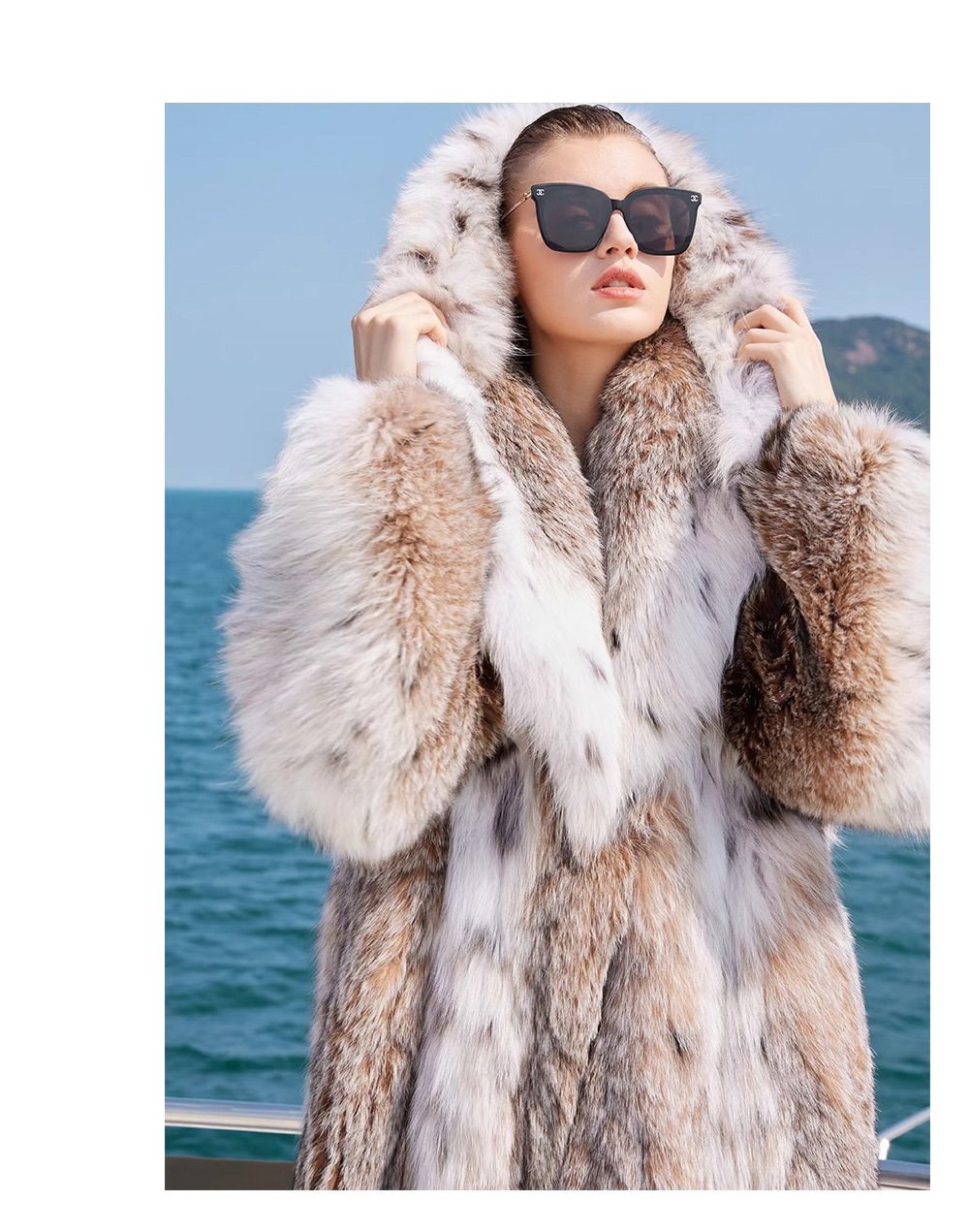 original design · natural pattern canadian lynx fur coat for women – stylish new season outerwear
