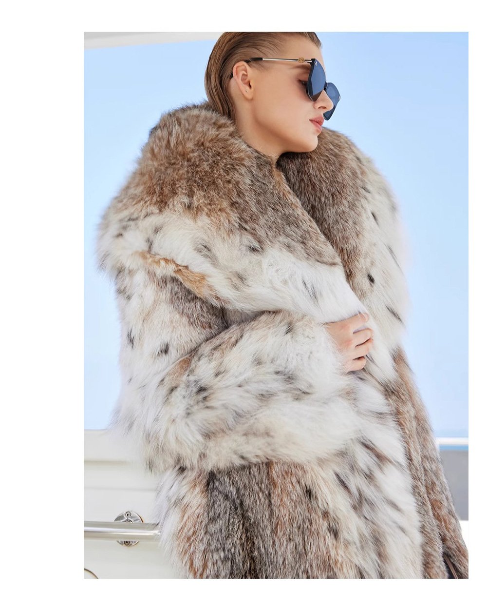 original design · natural pattern canadian lynx fur coat for women – stylish new season outerwear