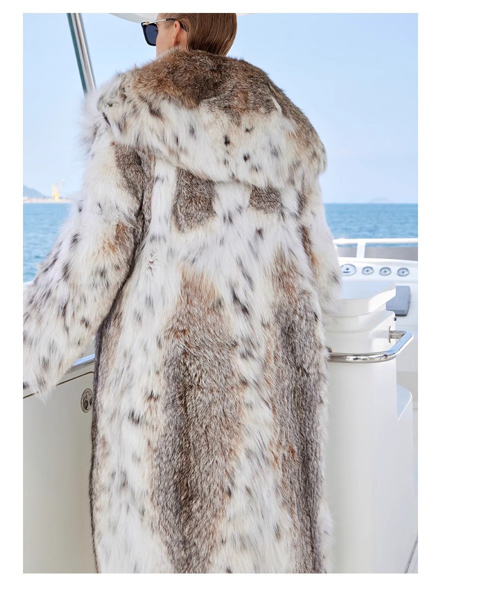 original design · natural pattern canadian lynx fur coat for women – stylish new season outerwear