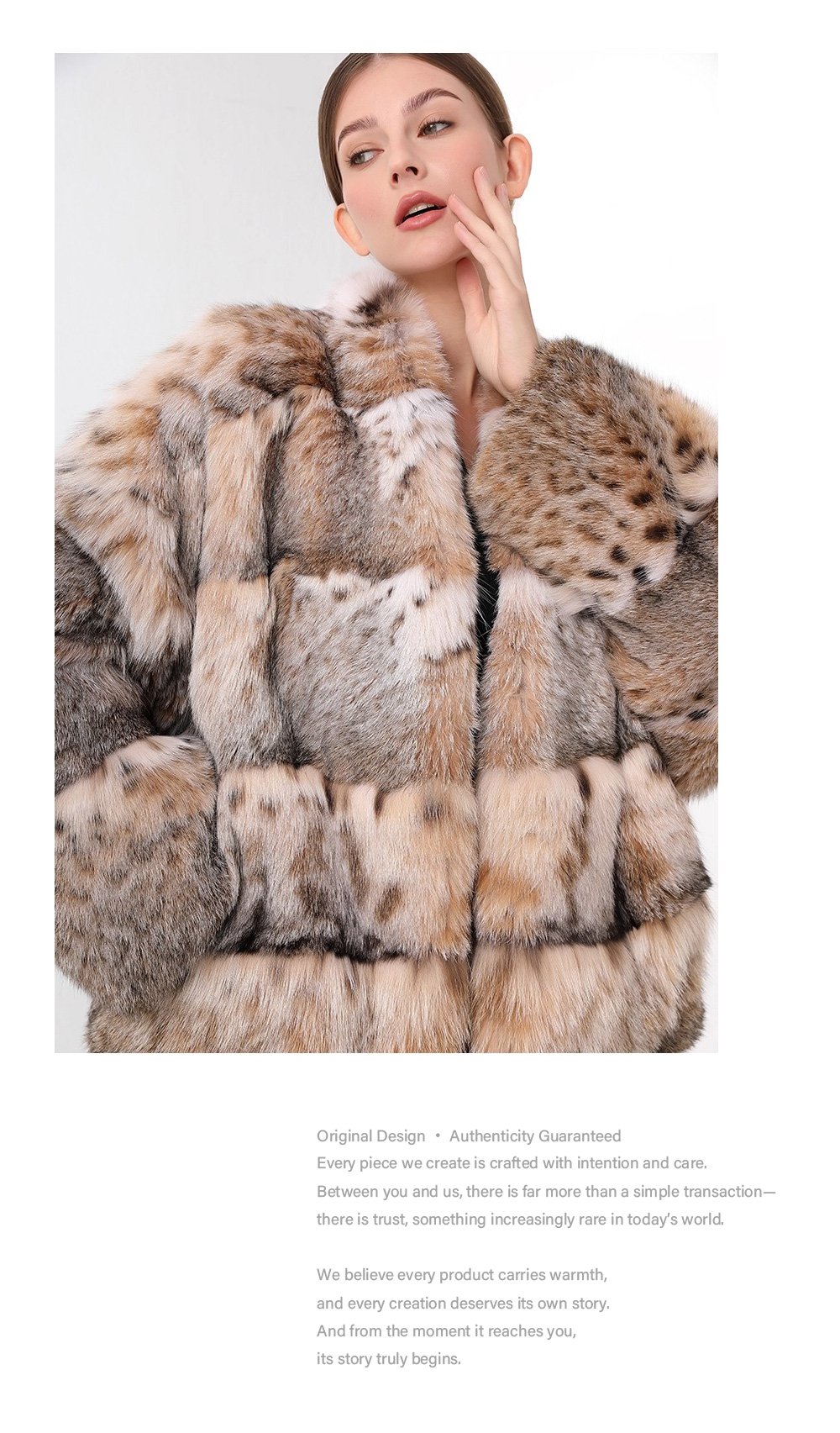 original high luxury series · imported american bobcat fur coat with natural spotted pattern