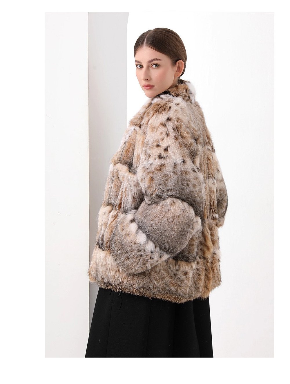 original high luxury series · imported american bobcat fur coat with natural spotted pattern