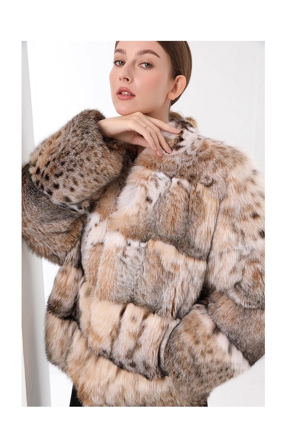 original high luxury series · imported american bobcat fur coat with natural spotted pattern
