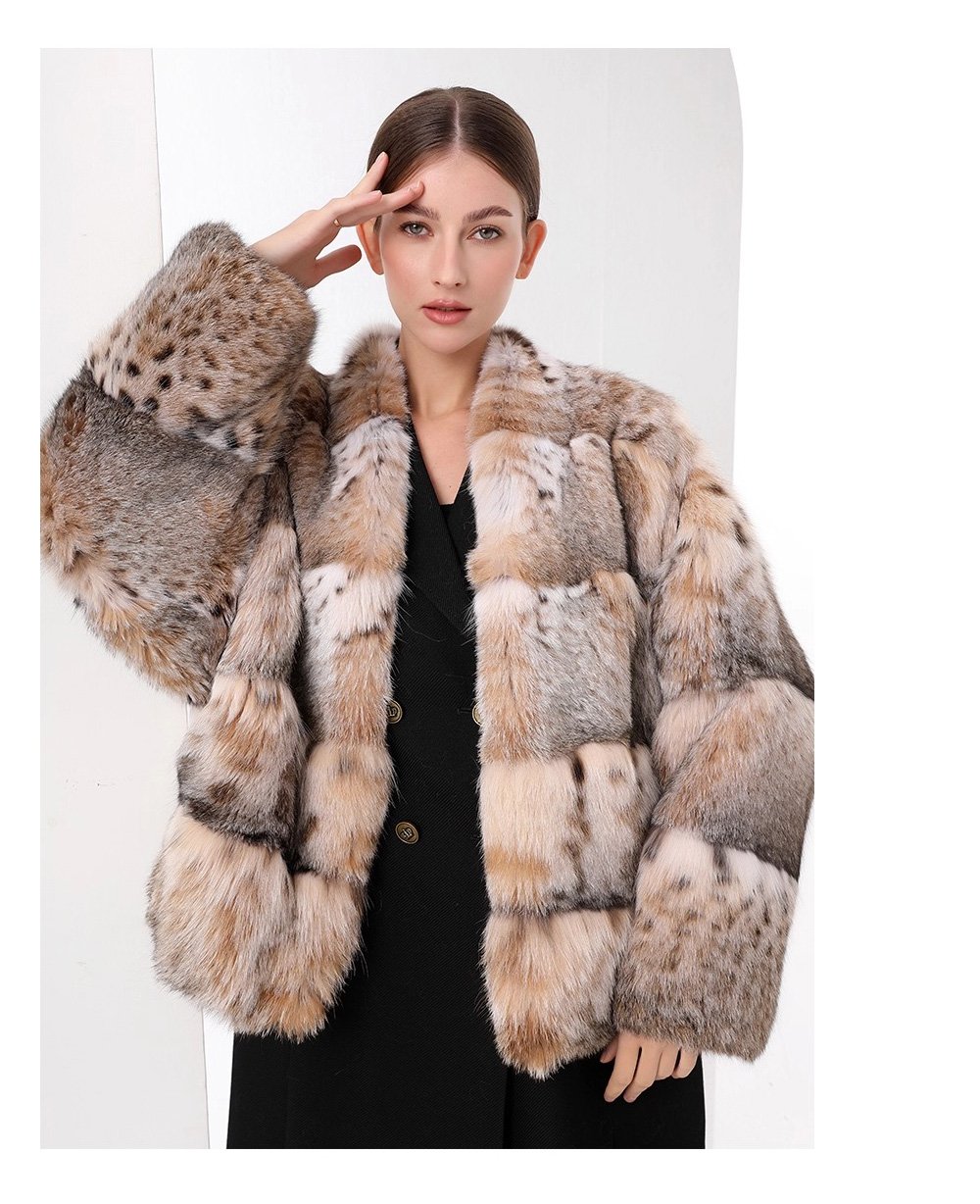 original high luxury series · imported american bobcat fur coat with natural spotted pattern