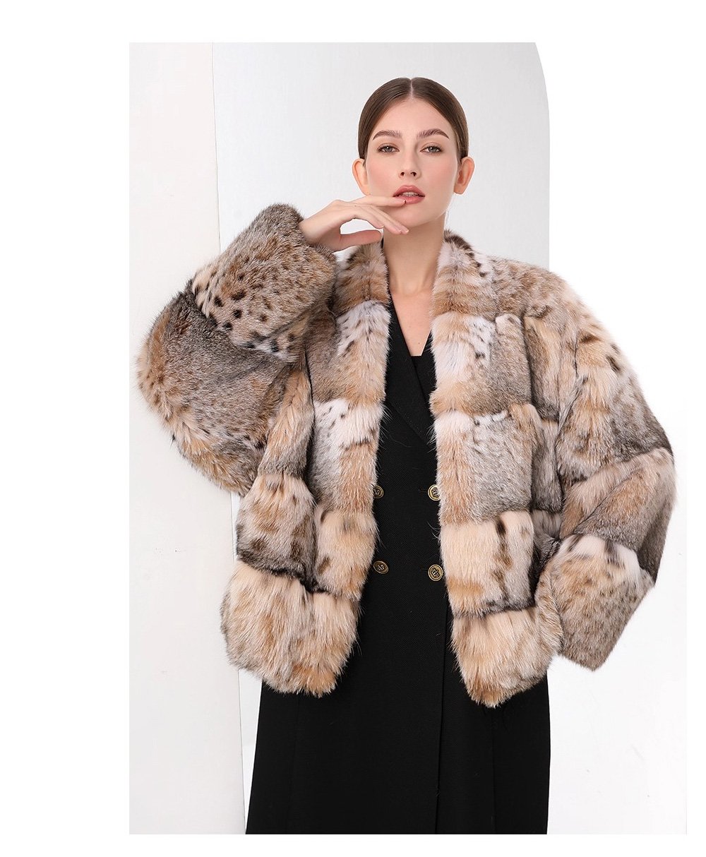 original high luxury series · imported american bobcat fur coat with natural spotted pattern