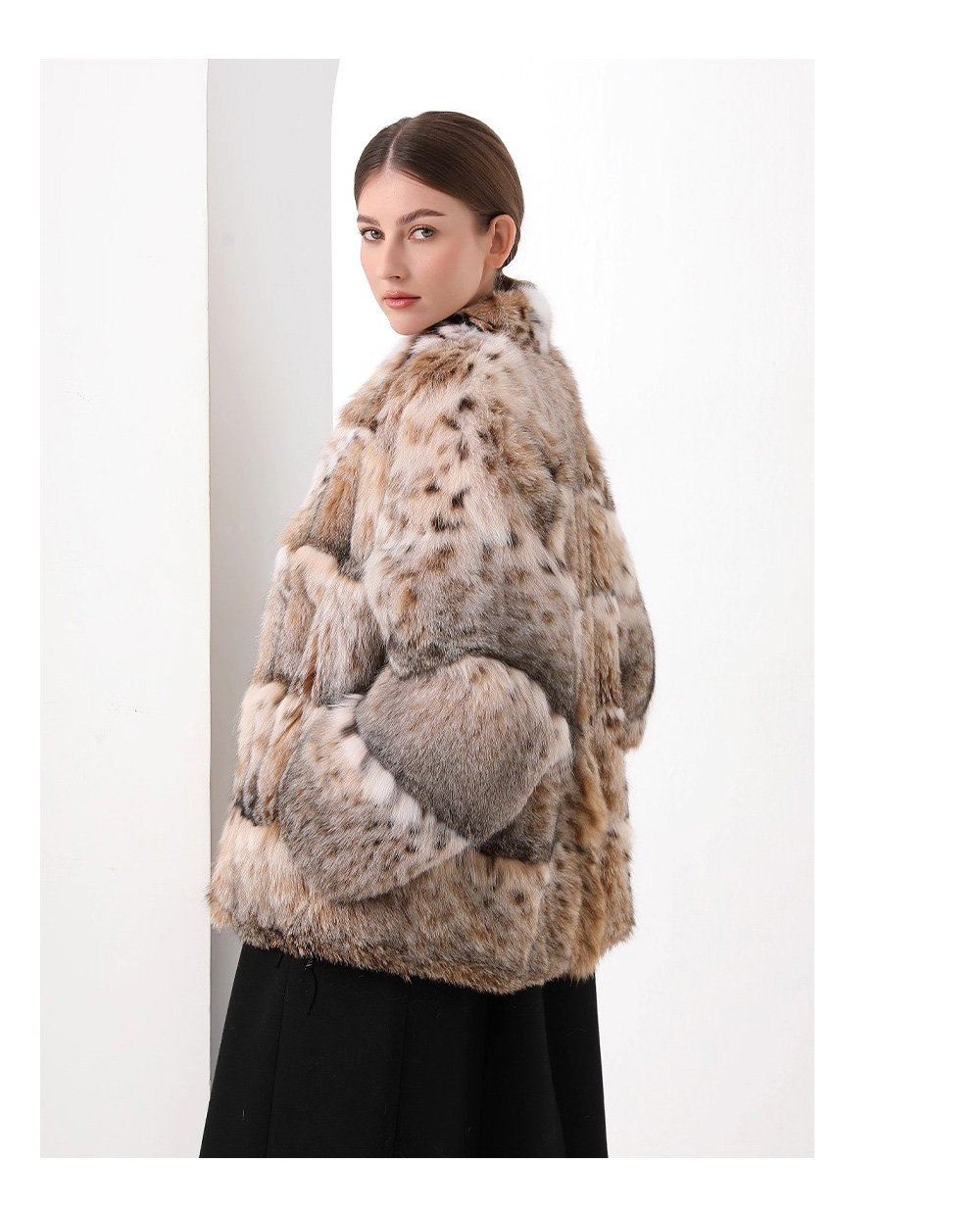 original high luxury series · imported american bobcat fur coat with natural spotted pattern