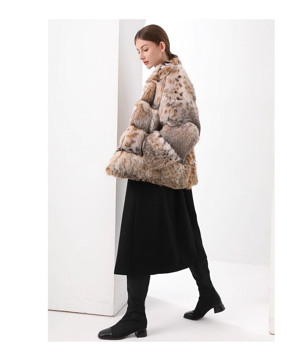 original high luxury series · imported american bobcat fur coat with natural spotted pattern