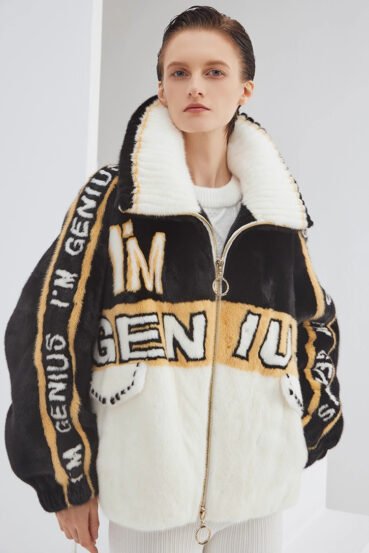 trendy youth mink fur jacket for women – short zippered full pelt loose winter coat