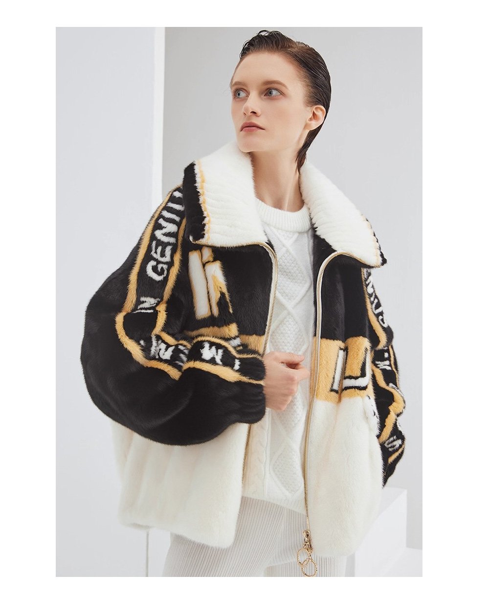 trendy youth mink fur jacket for women – short zippered full pelt loose winter coat