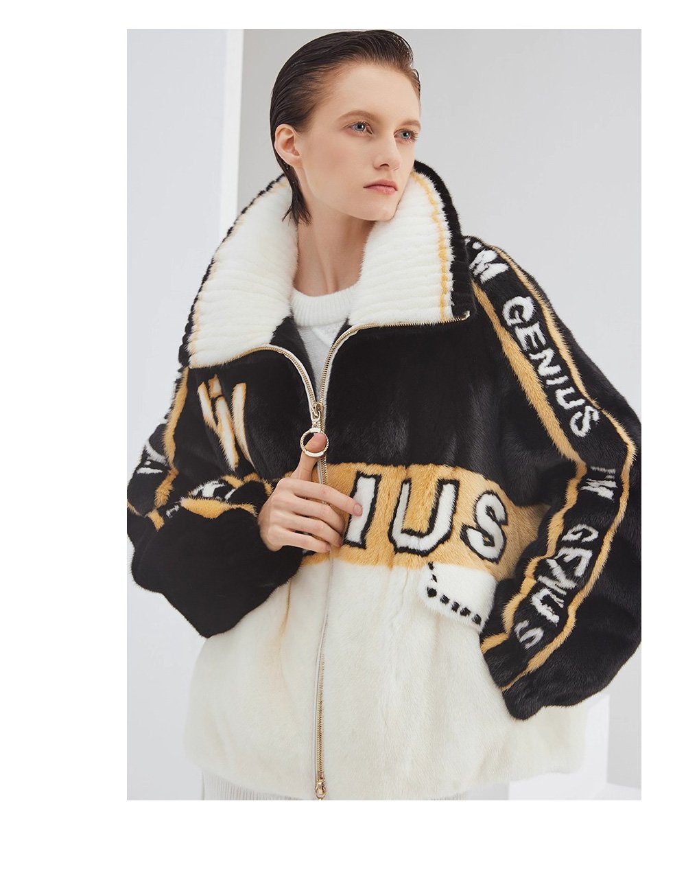 trendy youth mink fur jacket for women – short zippered full pelt loose winter coat