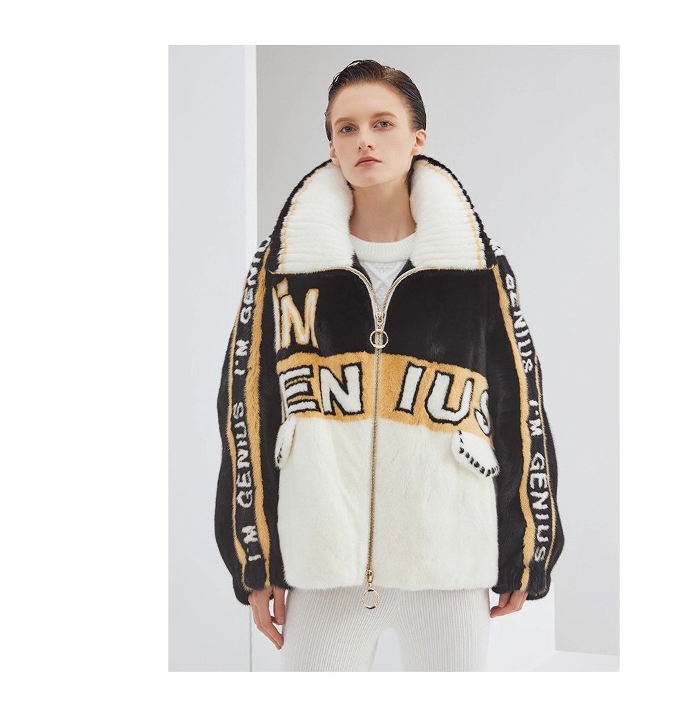 trendy youth mink fur jacket for women – short zippered full pelt loose winter coat