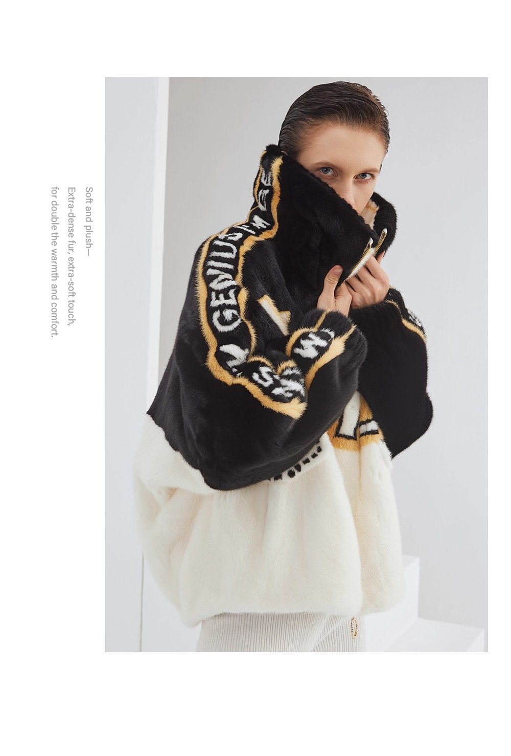 trendy youth mink fur jacket for women – short zippered full pelt loose winter coat