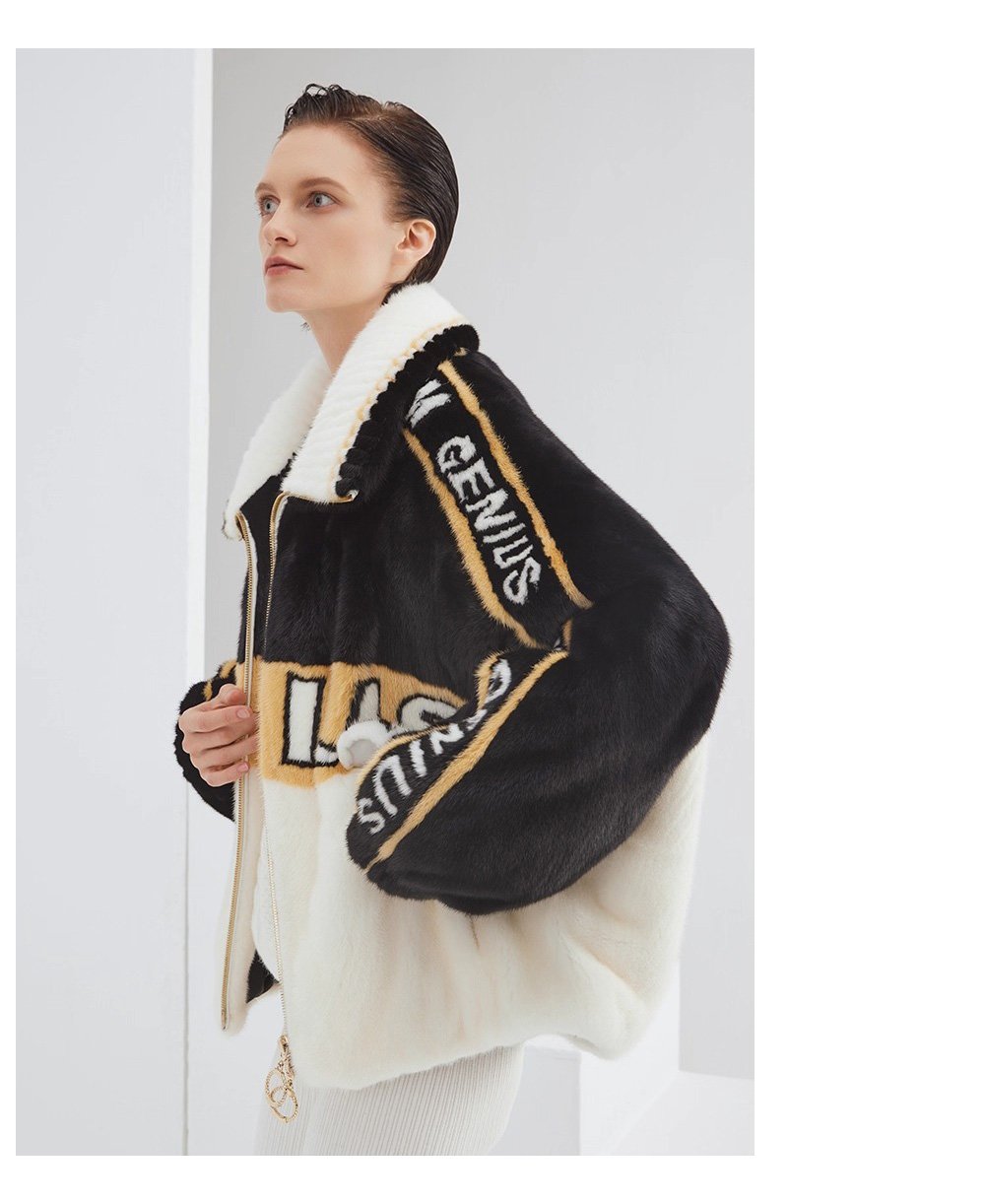 trendy youth mink fur jacket for women – short zippered full pelt loose winter coat