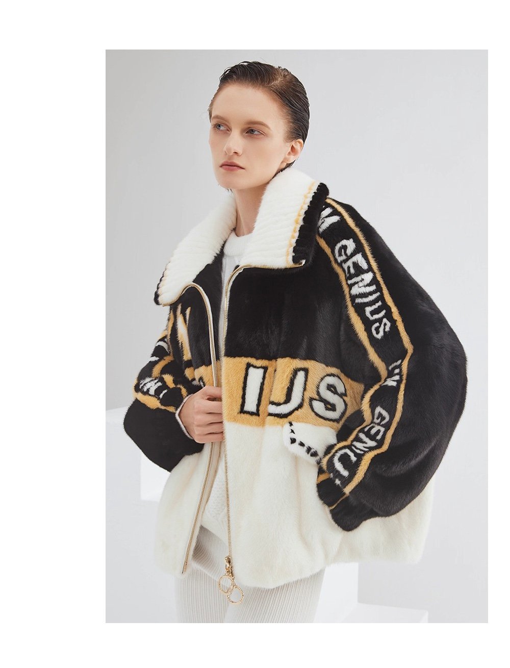 trendy youth mink fur jacket for women – short zippered full pelt loose winter coat