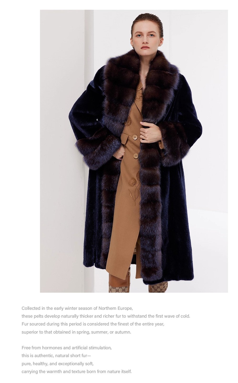 original velvet mink fur coat for women – full pelt design, new winter collection