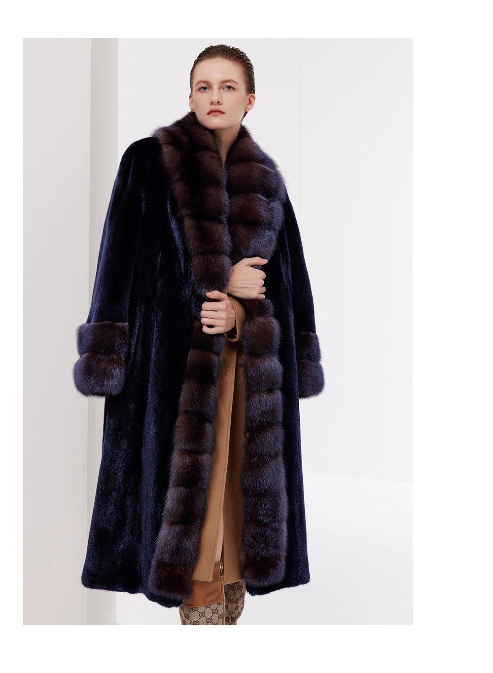 original velvet mink fur coat for women – full pelt design, new winter collection