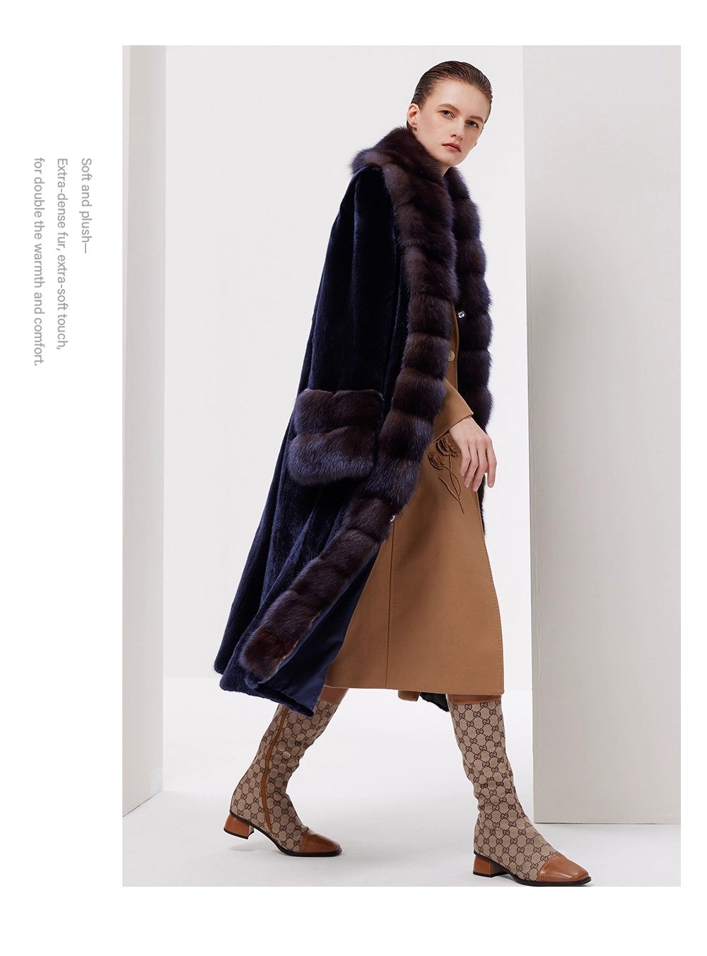 original velvet mink fur coat for women – full pelt design, new winter collection