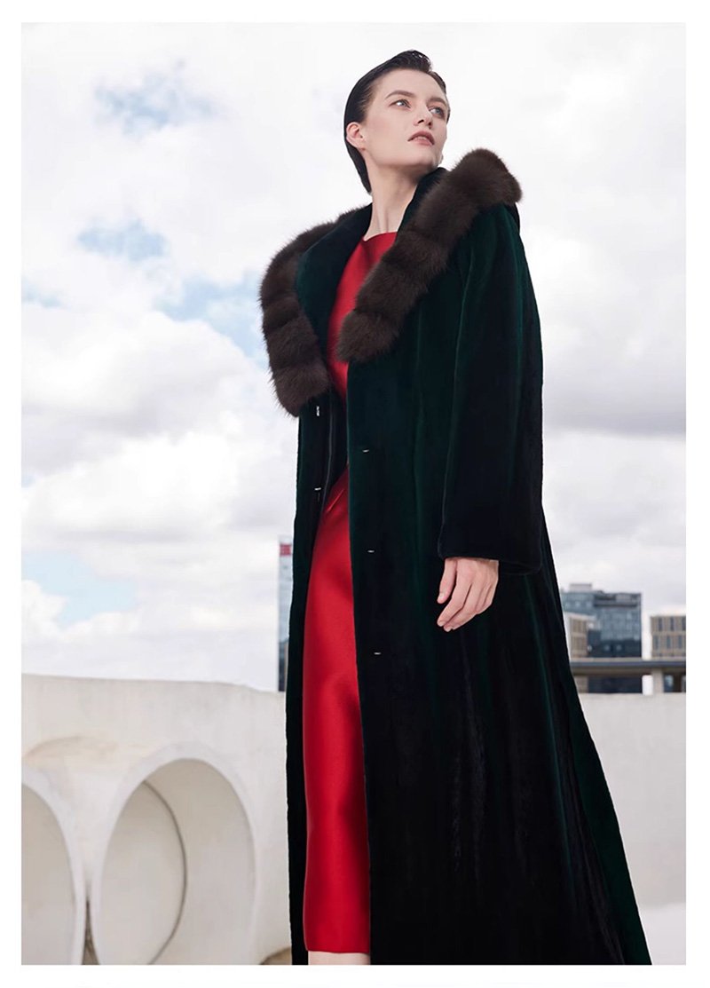 imported full pelt sable fur coat for women – over knee hooded design, 2025 new luxury collection