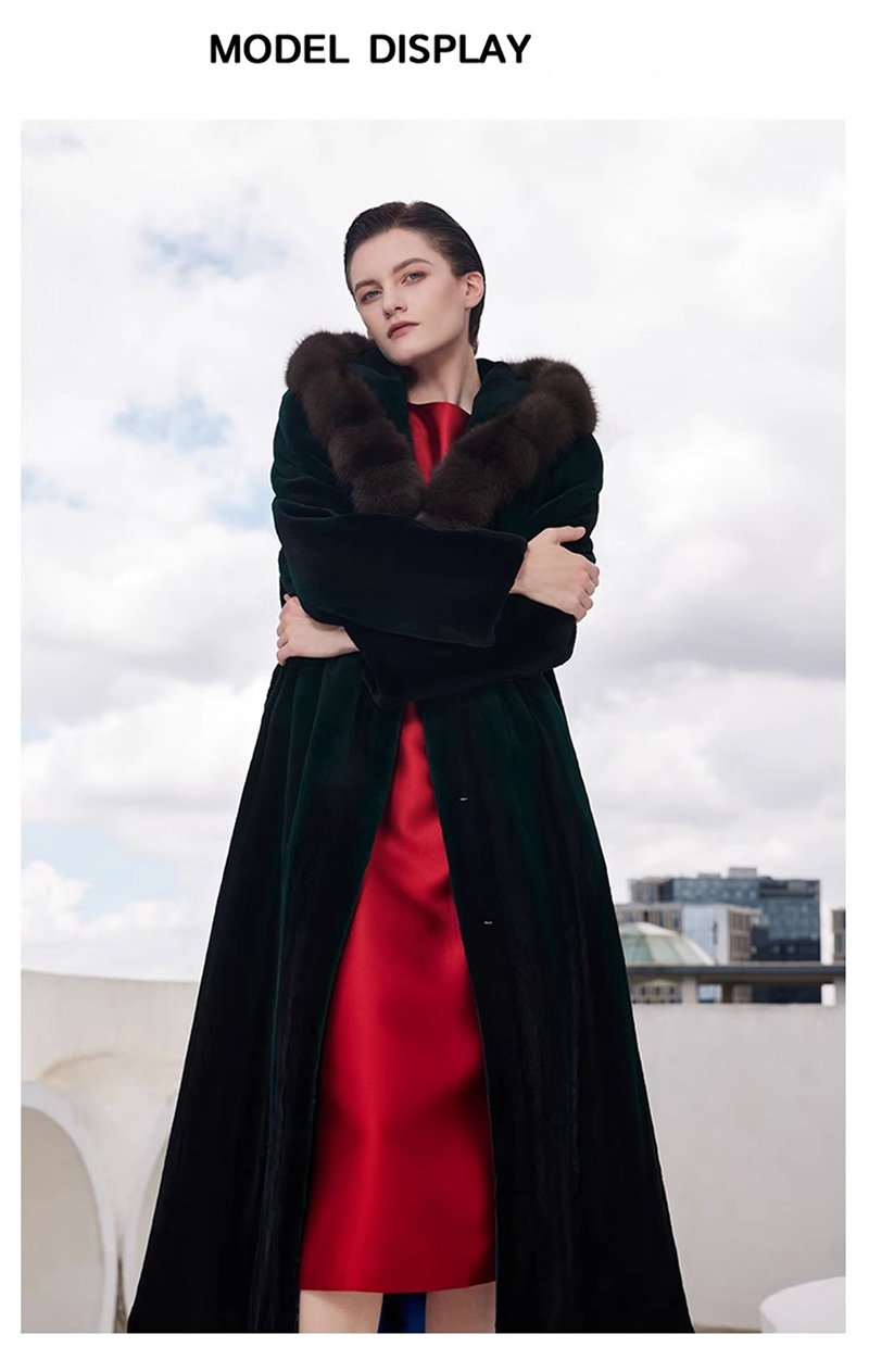 imported full pelt sable fur coat for women – over knee hooded design, 2025 new luxury collection