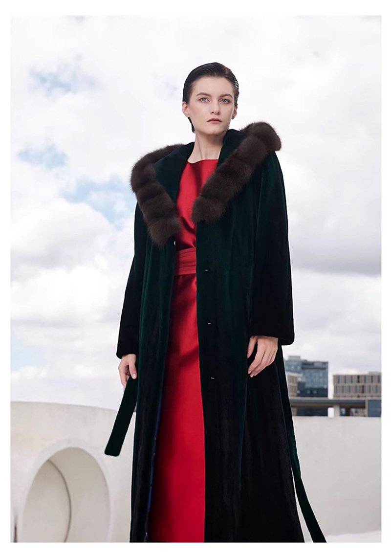 imported full pelt sable fur coat for women – over knee hooded design, 2025 new luxury collection