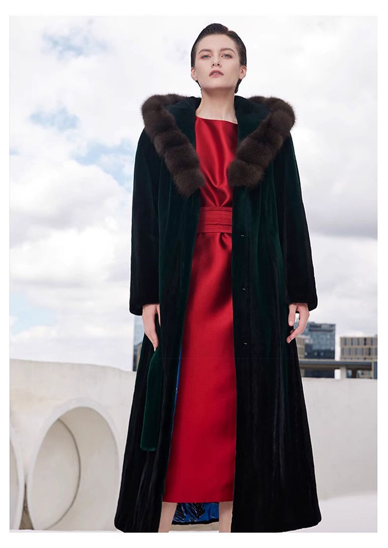 imported full pelt sable fur coat for women – over knee hooded design, 2025 new luxury collection